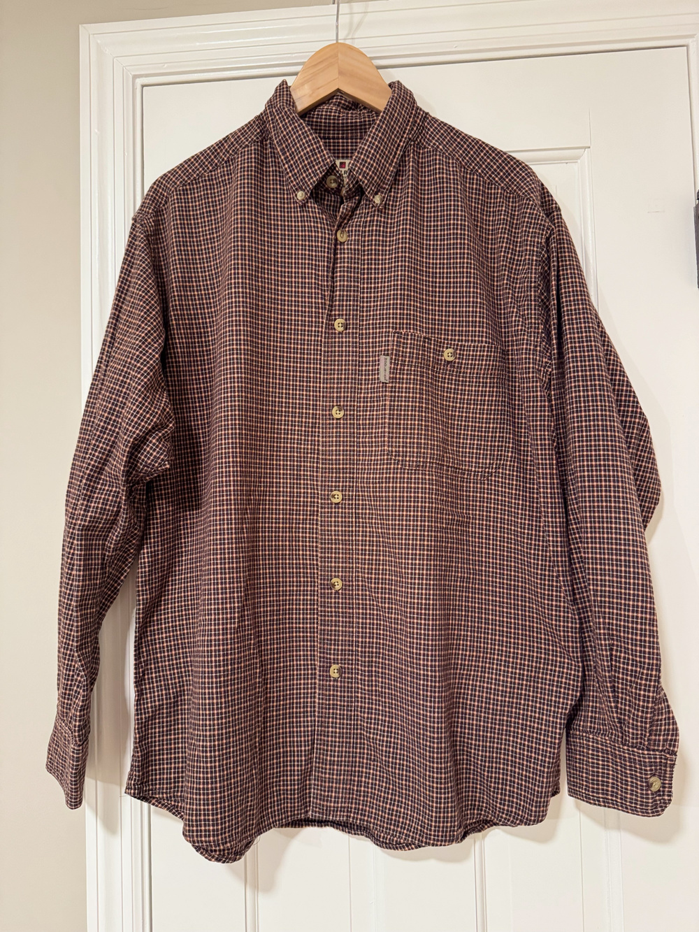 Woolrich Men's Heavy 100% Cotton Flannel Plaid Shirt - Dark Mulberry Size Large